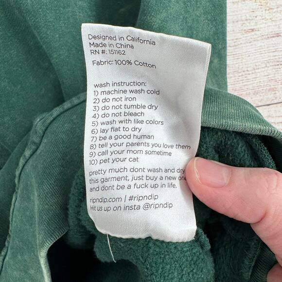 RipNDip Washed Hoodie Sweatshirt Adult Medium Green Embroidered - Picture 8 of 10